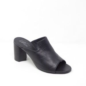 Seychelles Adapt Sandals Womens Mules Black Leather Peep Toe Block Heel 11